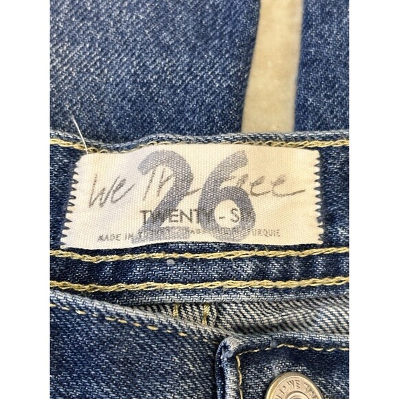 We The Free Size 26 Maggie Mid Rise Jeans Straight Leg Button Fly Raw Hem Boho - Picture 4 of 8